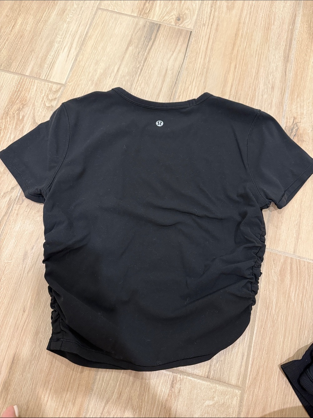 lululemon athletica Black Short-Sleeve Ruched Tee